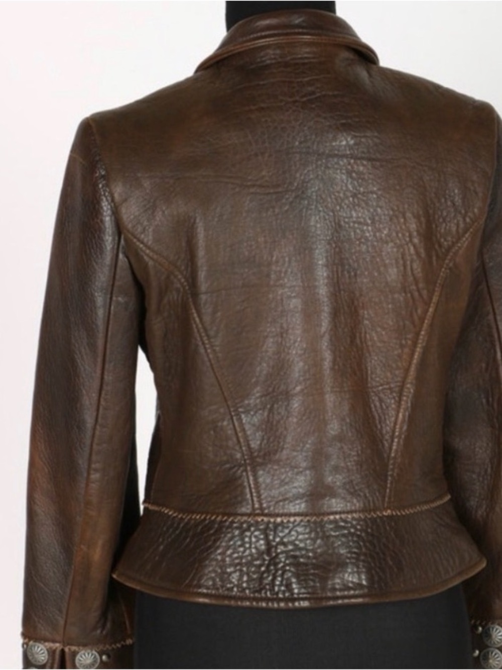 Vintage Double D Ranch Brown Leather Concho Jacket M Western Cowgirl - Picture 7 of 10